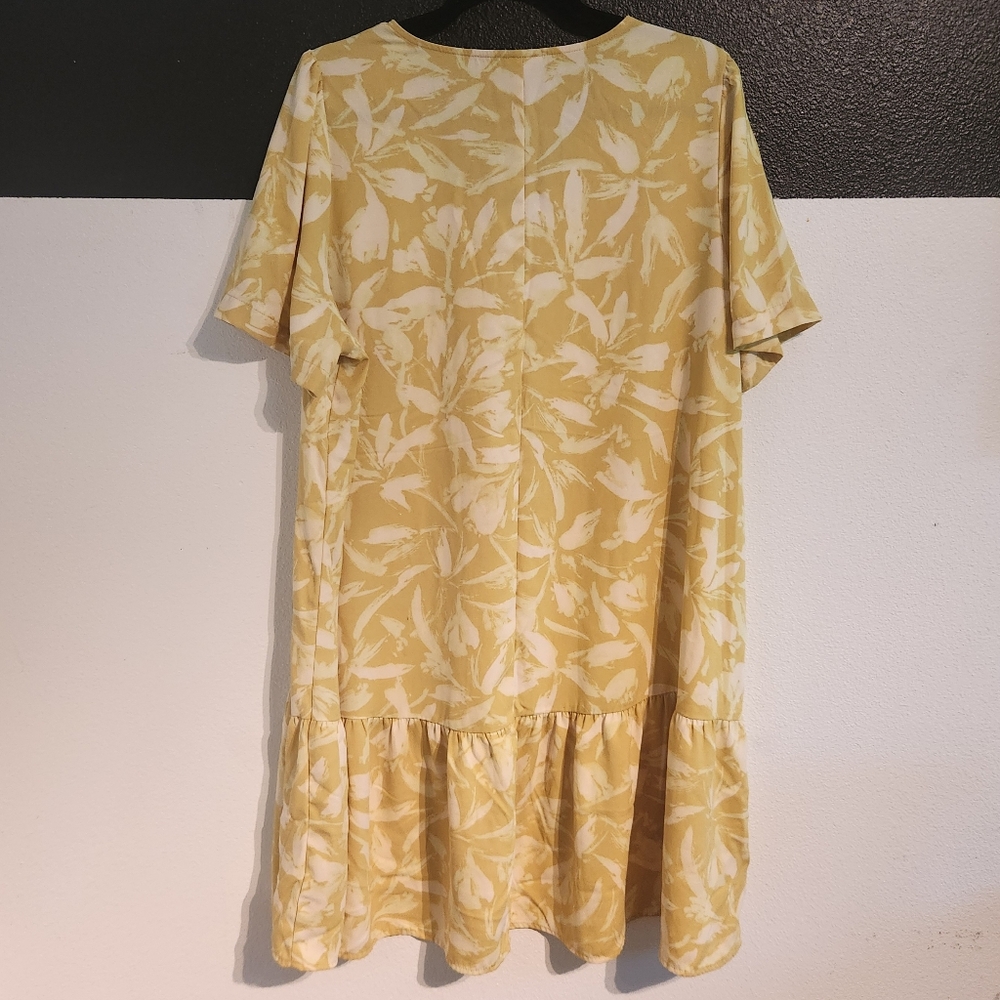 a new day Pale Lime Yellow Floral Mini Dress Dize XXL - Picture 2 of 6
